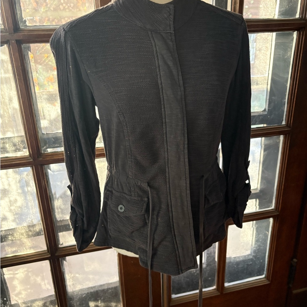 Anthropologie Saturday Sunday Dark Gray Cotton Textured Jacket - Picture 6 of 13